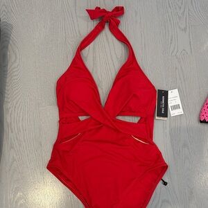Red Halter One-Piece Swimsuit